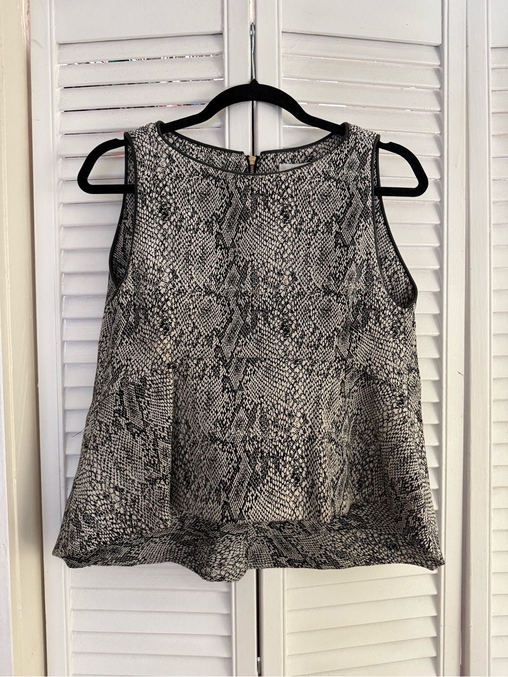 HUNTER BELL Black & White Snake-Print Peplum Top